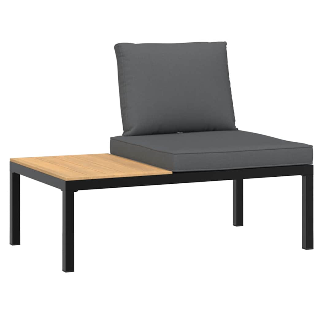 Hagesofasett Med Puter 3 Deler Svart Aluminium