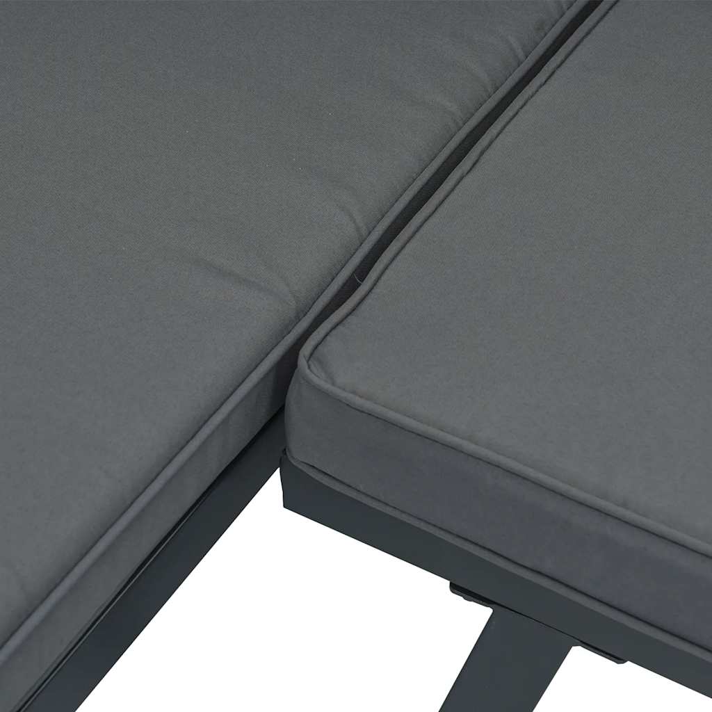 Hagesofasett Med Puter 3 Deler Svart Aluminium