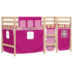 Køyeseng For Barn Med Gardiner Rosa 90X190 Cm Heltre Furu