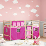 Køyeseng For Barn Med Gardiner Rosa 90X190 Cm Heltre Furu