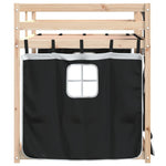 Køyeseng For Barn Gardiner Hvit Og Svart 80X200 Cm Heltre Furu