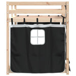Køyeseng Med Gardiner Hvit Og Svart 90X190 Cm Heltre Furu