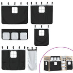 Køyeseng Med Gardiner Hvit Og Svart 90X190 Cm Heltre Furu