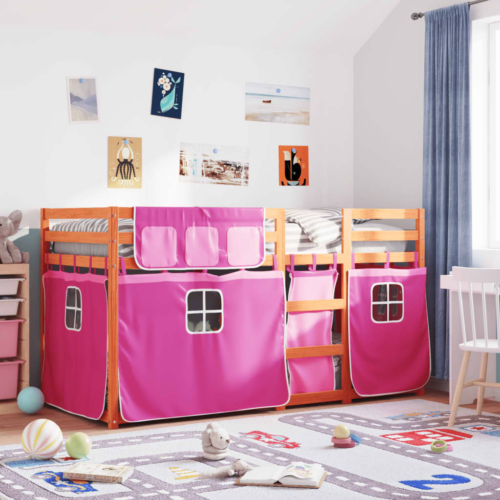 Køyeseng Med Gardiner Rose 80X200 Cm Heltre Furu