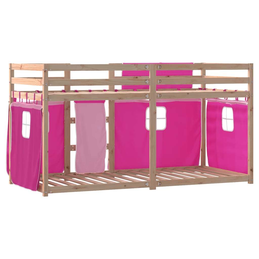 Køyeseng Med Gardiner Rose 90X200 Cm Heltre Furu