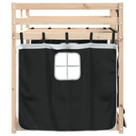Køyeseng Med Gardiner Hvit Og Svart 90X190 Cm Heltre Furu