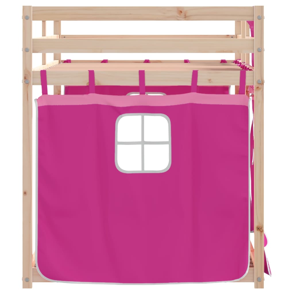 Køyeseng Med Gardiner Rose 90X190 Cm Heltre Furu