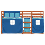 Køyeseng Med Gardiner Blå 90X200 Cm Heltre Furu