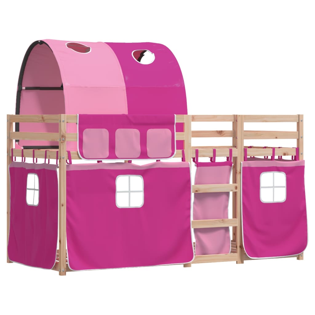 Køyeseng Med Gardiner Rose 90X190 Cm Heltre Furu