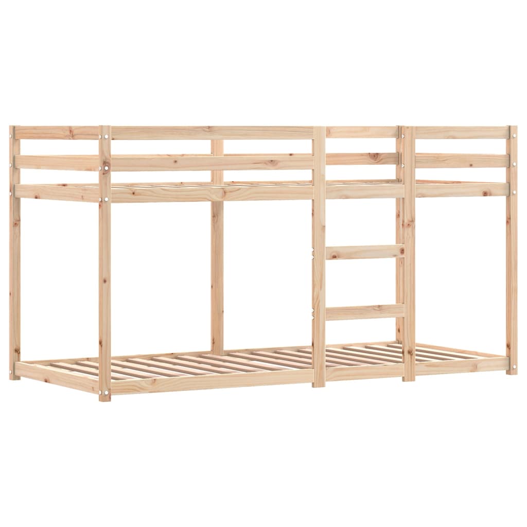 Køyeseng Med Gardiner Hvit Og Svart 90X190 Cm Heltre Furu