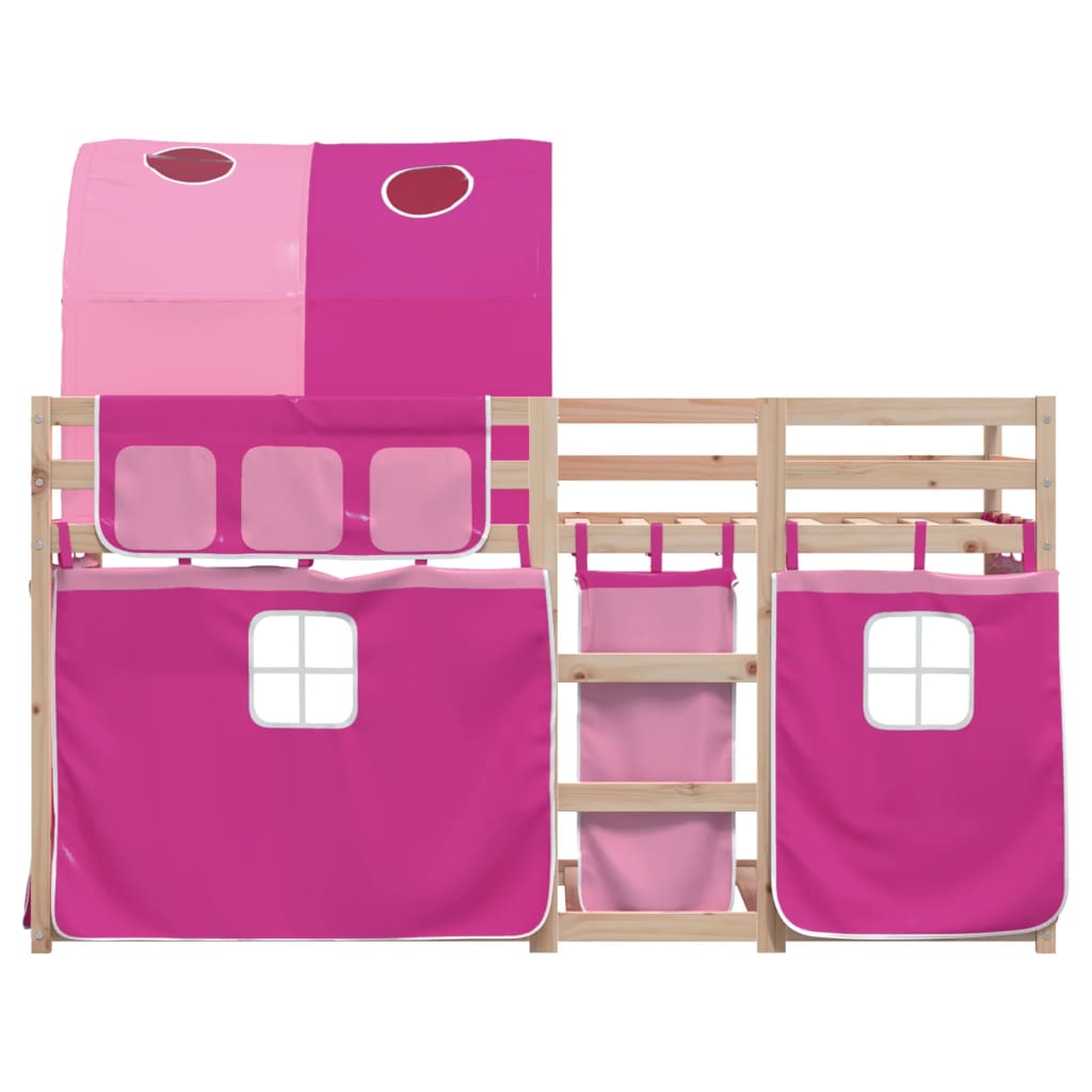 Køyeseng Med Gardiner Rose 90X190 Cm Heltre Furu