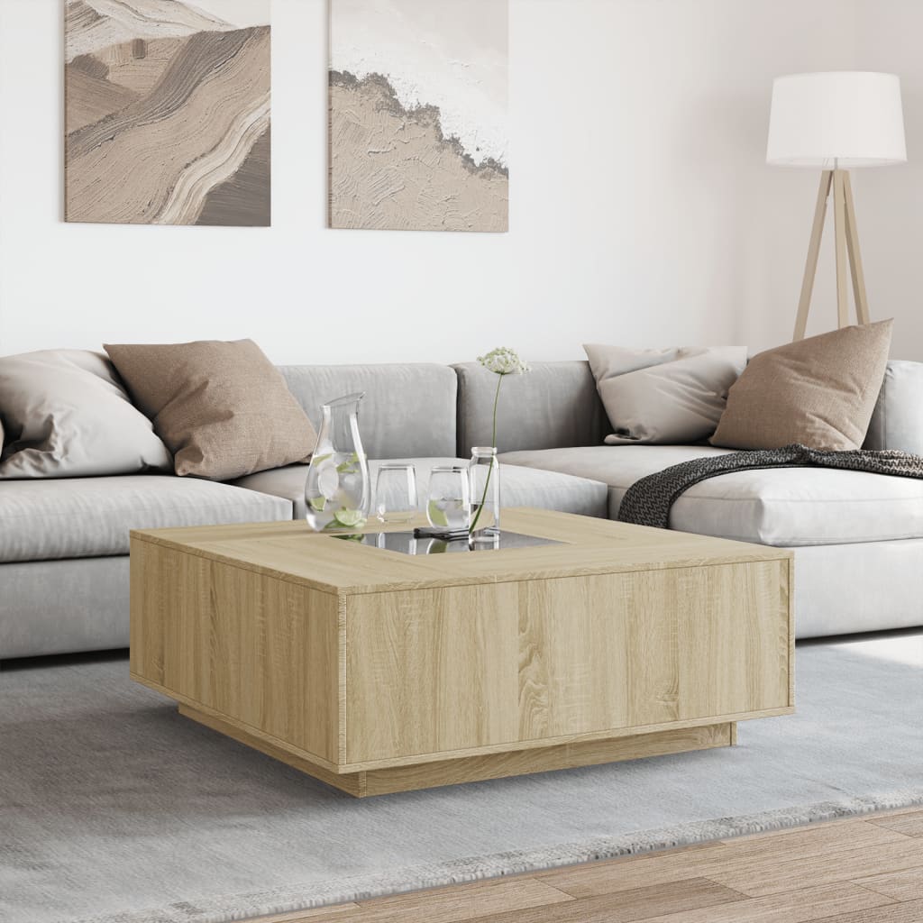 Salongbord Med Infinity Led Sonoma Eik 100X100X40 Cm