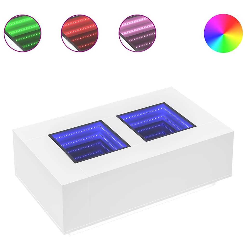 Salongbord Med Infinity Led Hvit 116X69X40 Cm