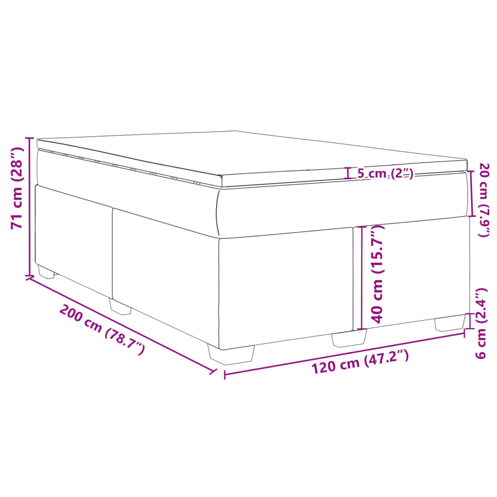 Seng Med Madrass Boksfjær Svart 120X200 Cm Fløyel