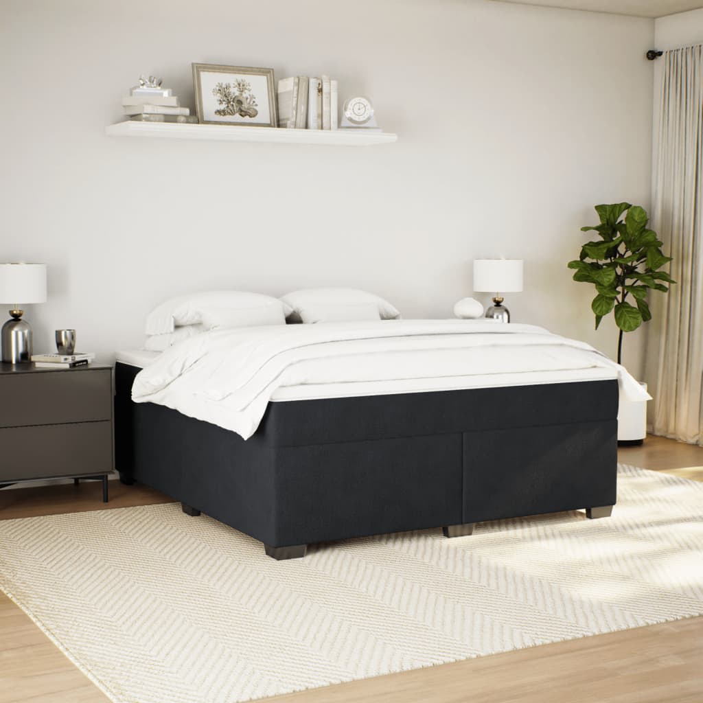 Seng Med Madrass Boksfjær Svart 180X200 Cm Fløyel