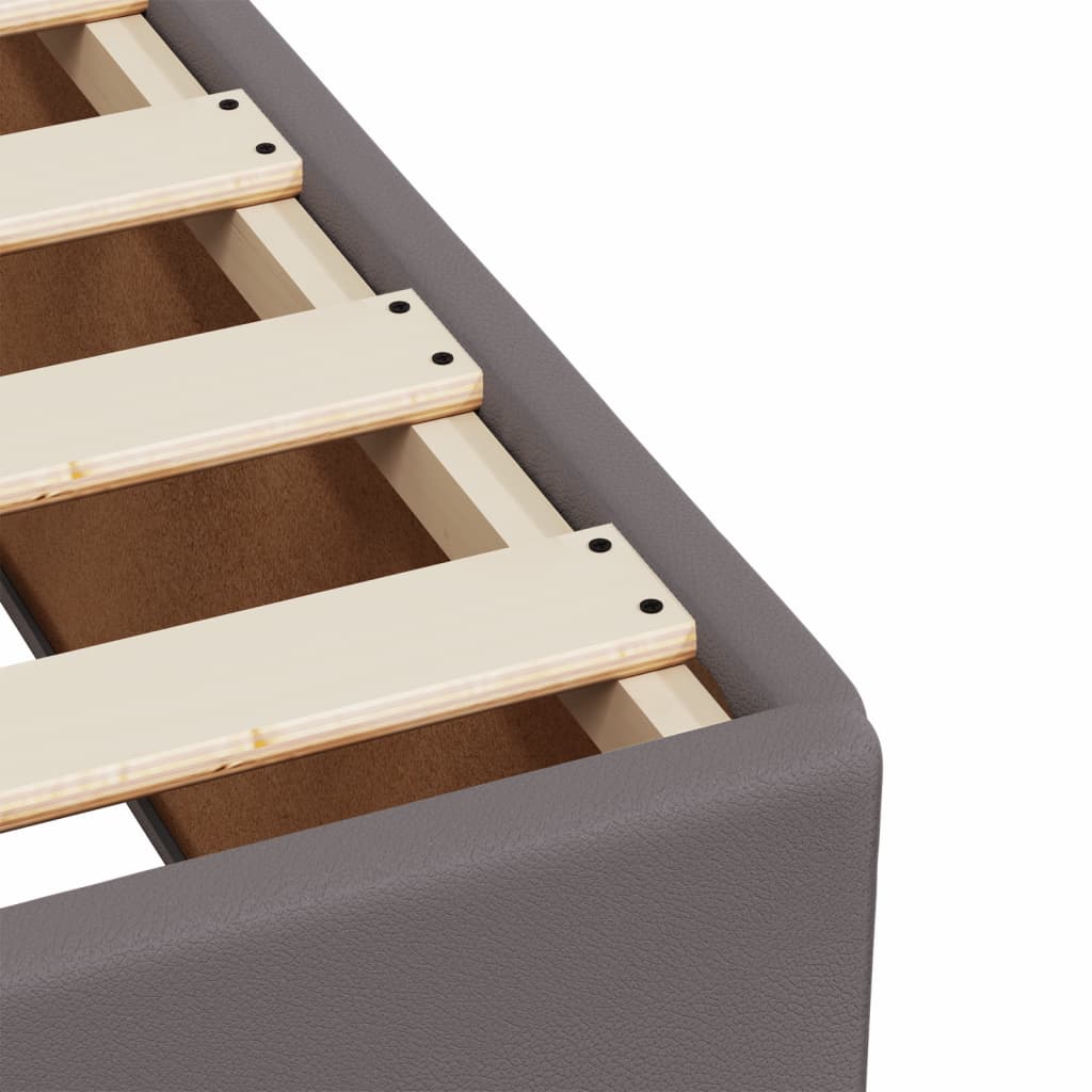 Seng Med Madrass Boksfjær Grå 120X200 Cm Kunstlær