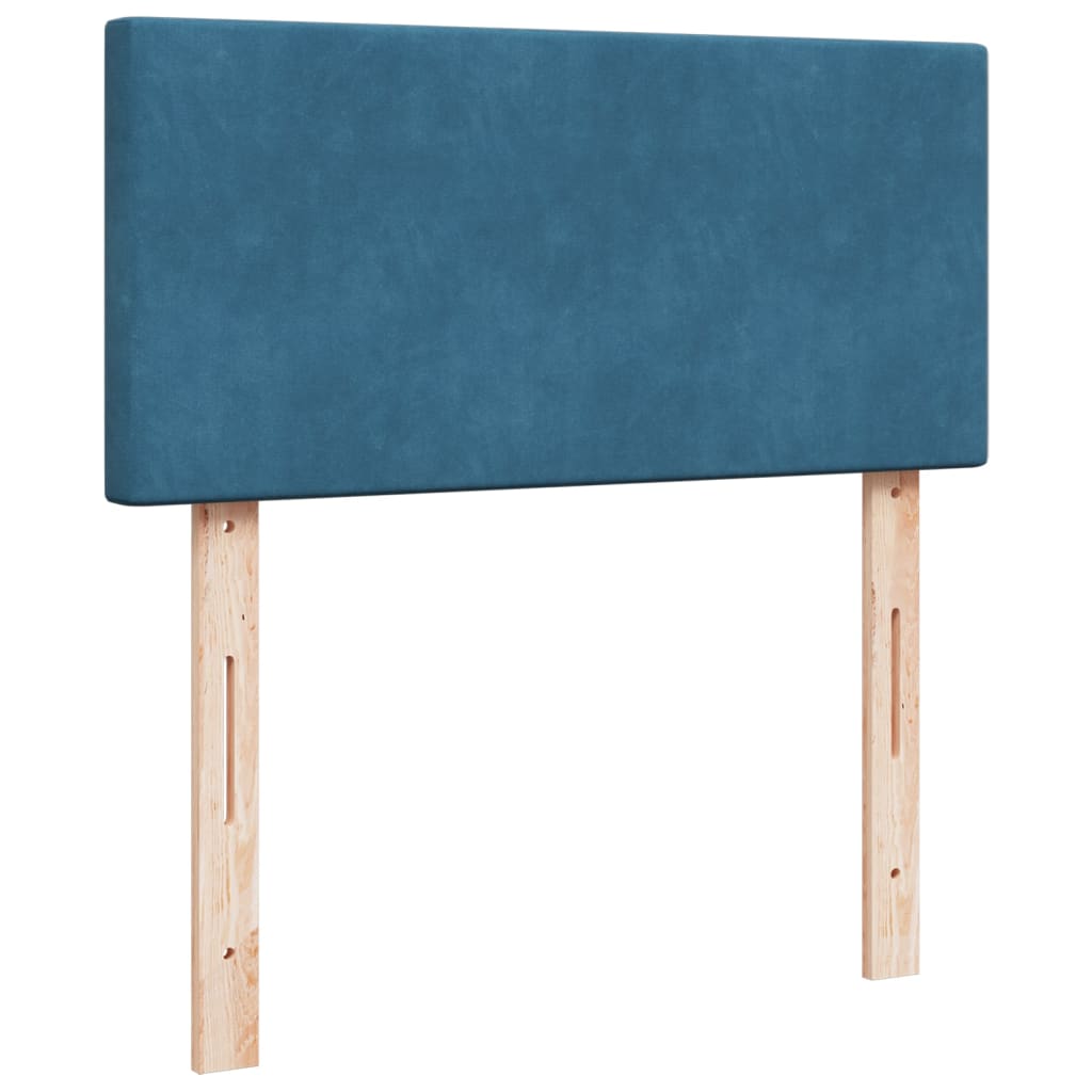 Seng Med Madrass Boksfjær Mørkeblå 100X200 Cm Fløyel