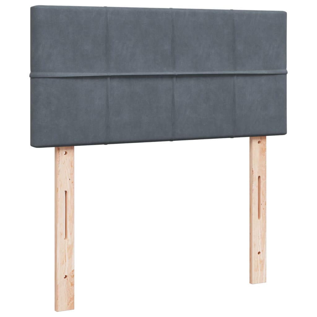 Seng Med Madrass Boksfjær Mørkegrå 100X200 Cm Fløyel