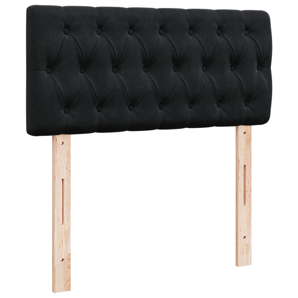 Seng Med Madrass Boksfjær Svart 100X200 Cm Fløyel