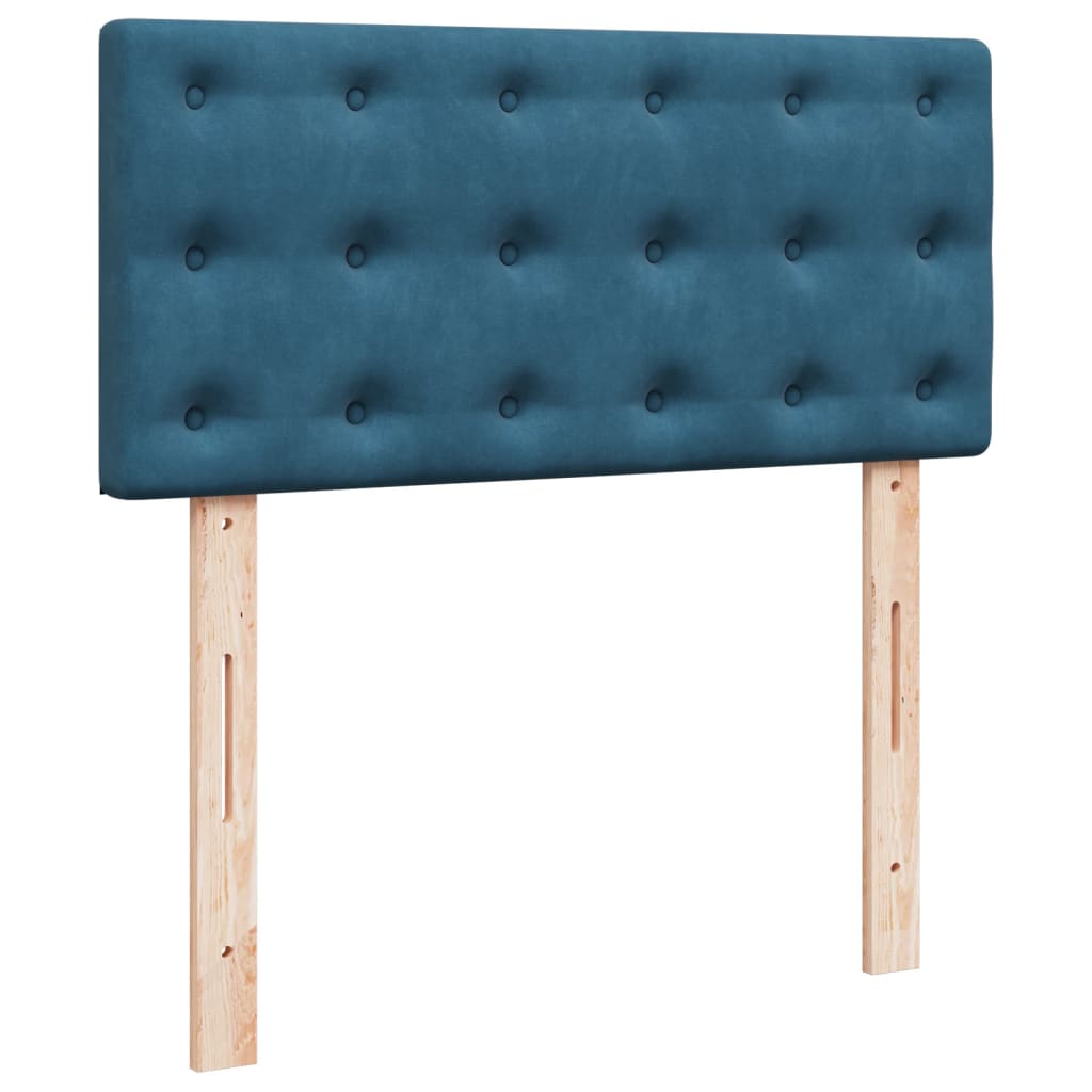 Seng Med Madrass Boksfjær Mørkeblå 100X200 Cm Fløyel