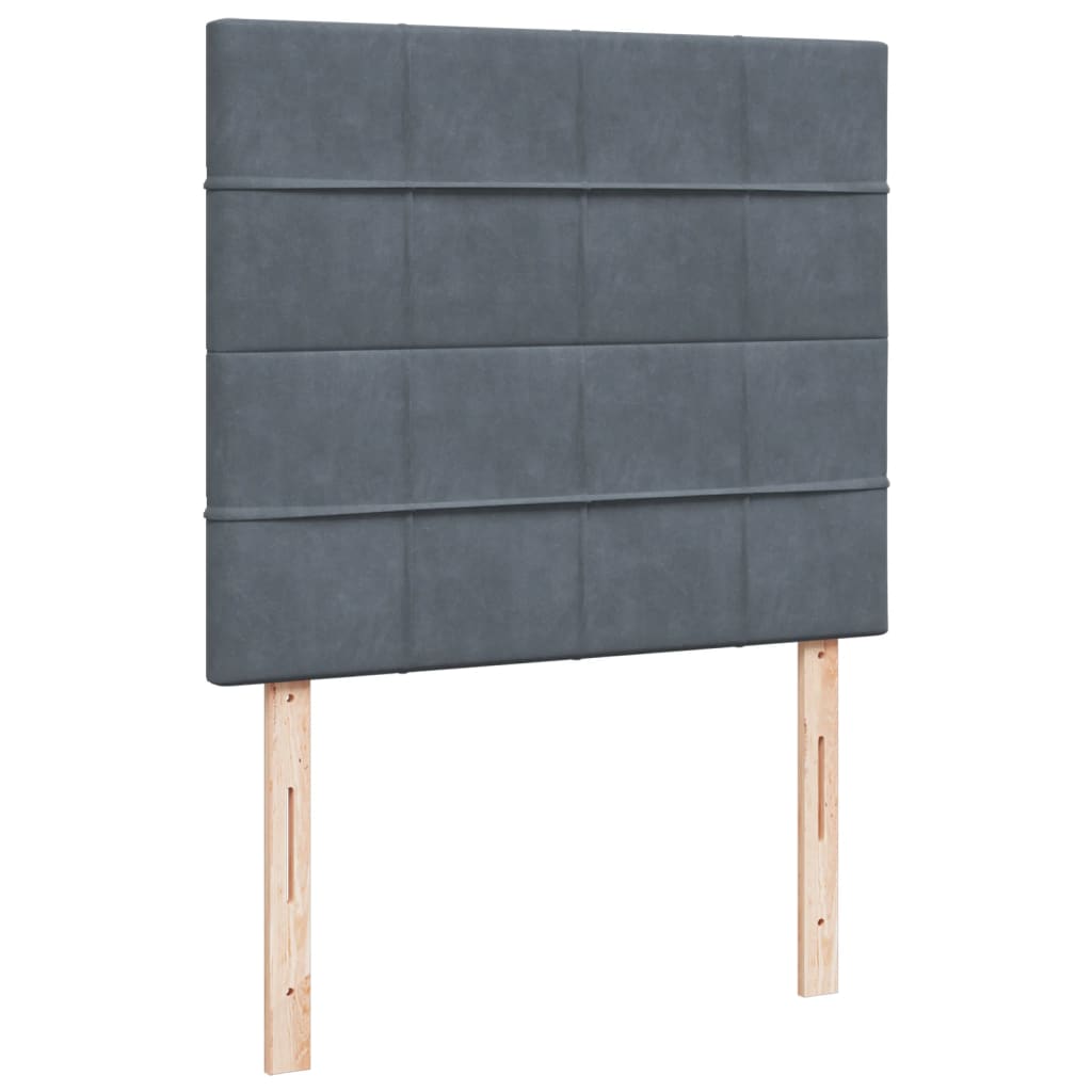 Seng Med Madrass Boksfjær Mørkegrå 120X200 Cm Fløyel