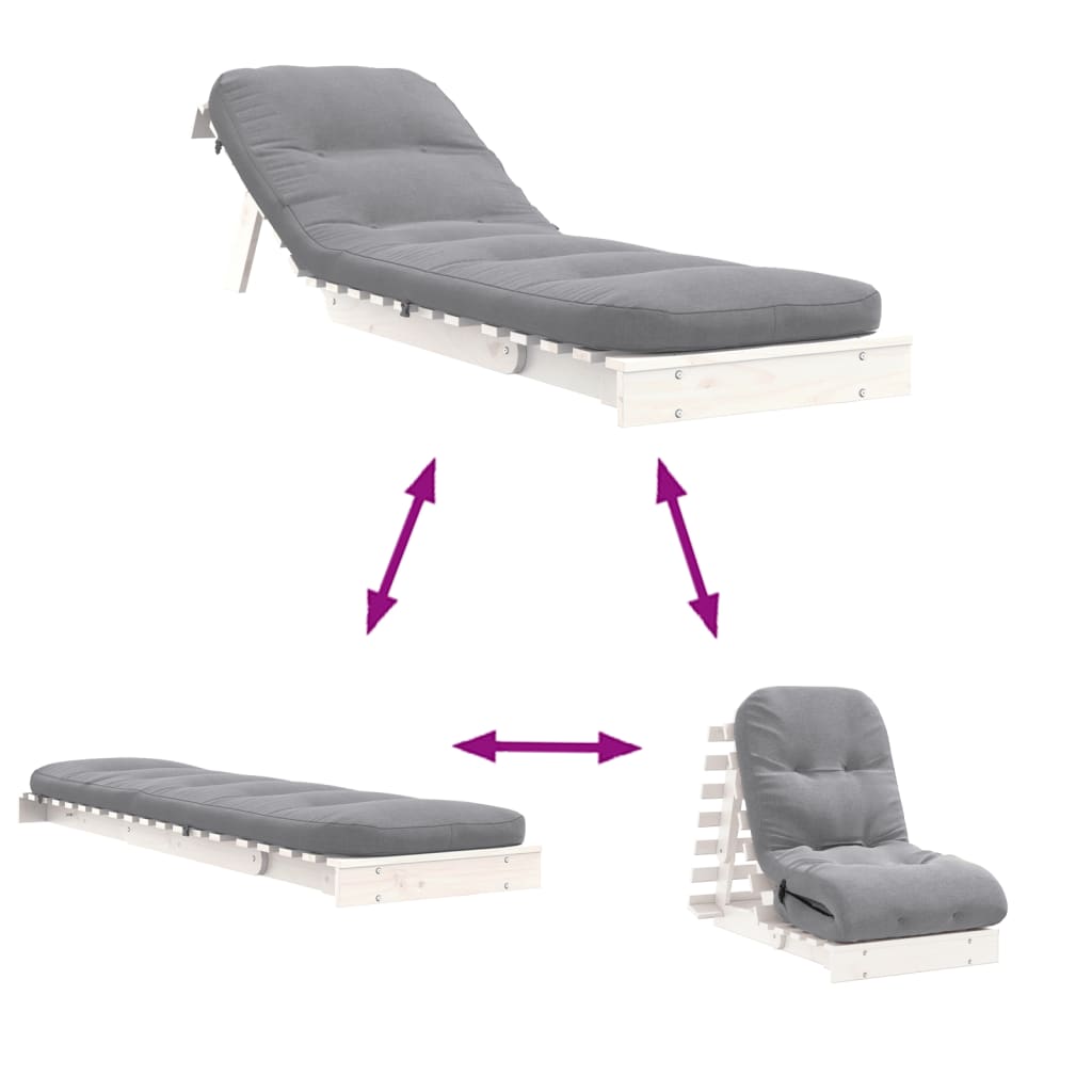 Futonsofa Med Madrass Hvit 60X206X11 Cm Heltre Furu