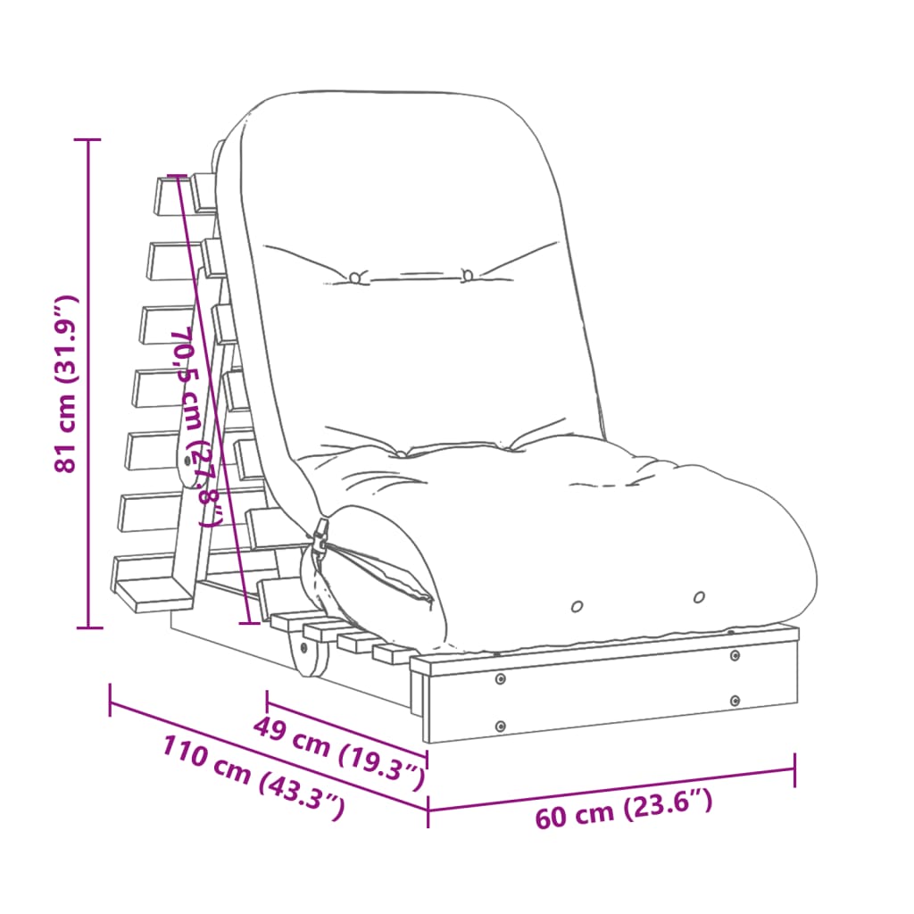 Futonsofa Med Madrass 60X206X11 Cm Heltre Douglasgran