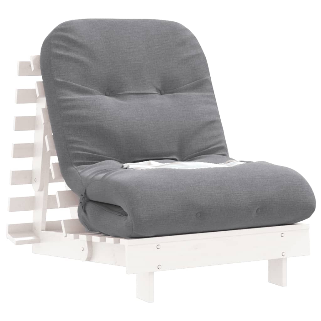 Futonsofa Med Madrass Hvit 70X206X11 Cm Heltre Furu