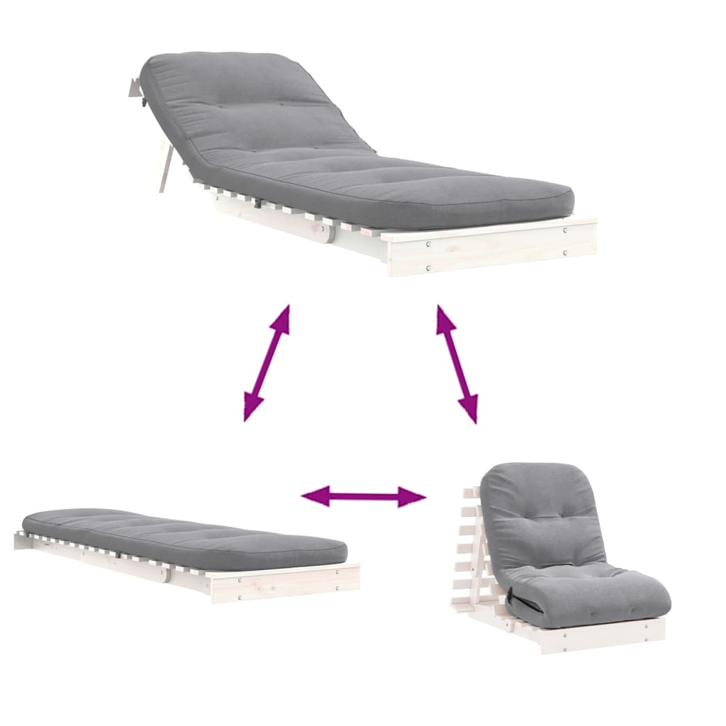 Futonsofa Med Madrass Hvit 70X206X11 Cm Heltre Furu