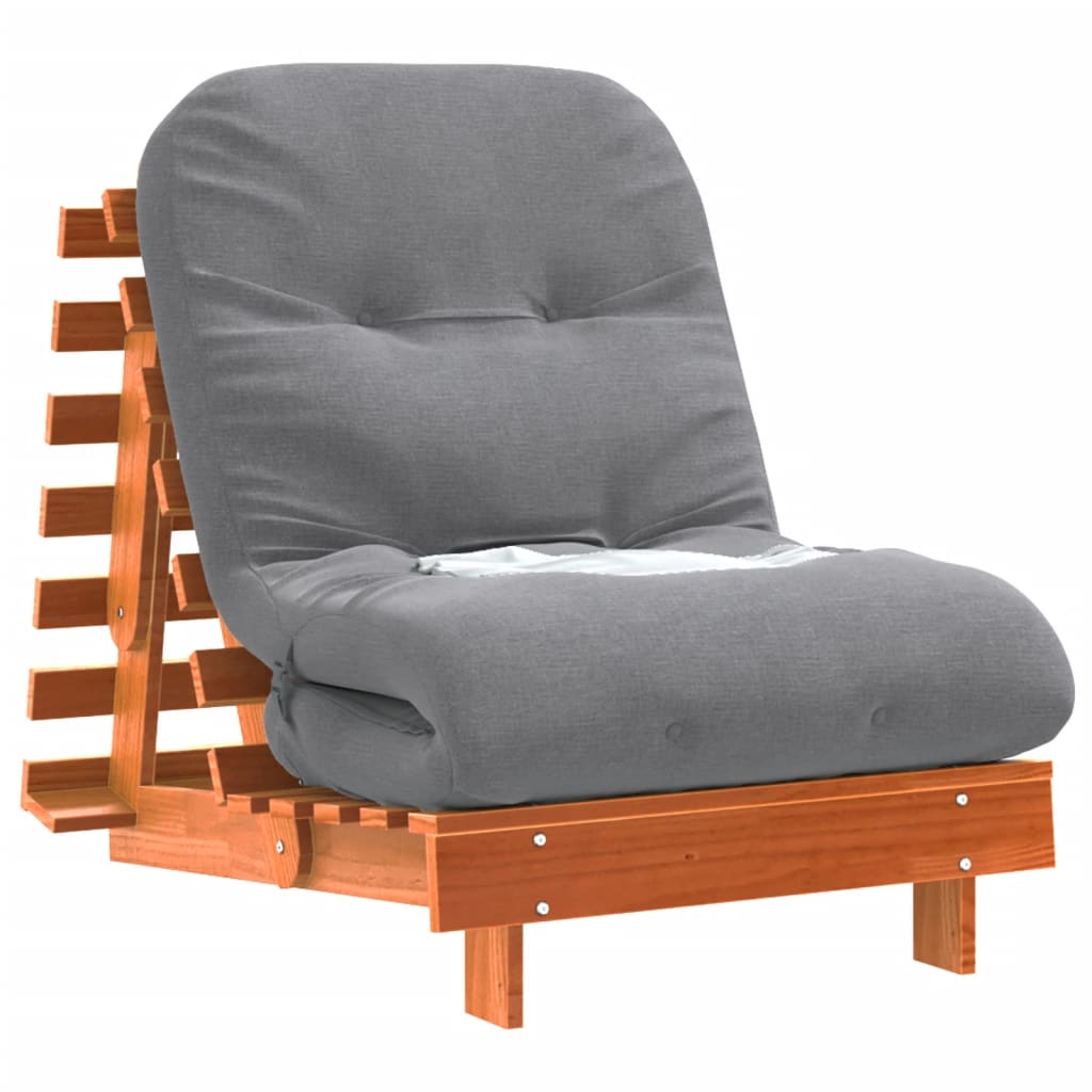 Futonsofa Med Madrass Voksbrun 70X206X11 Cm Heltre Furu