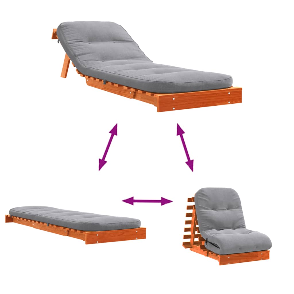 Futonsofa Med Madrass Voksbrun 70X206X11 Cm Heltre Furu