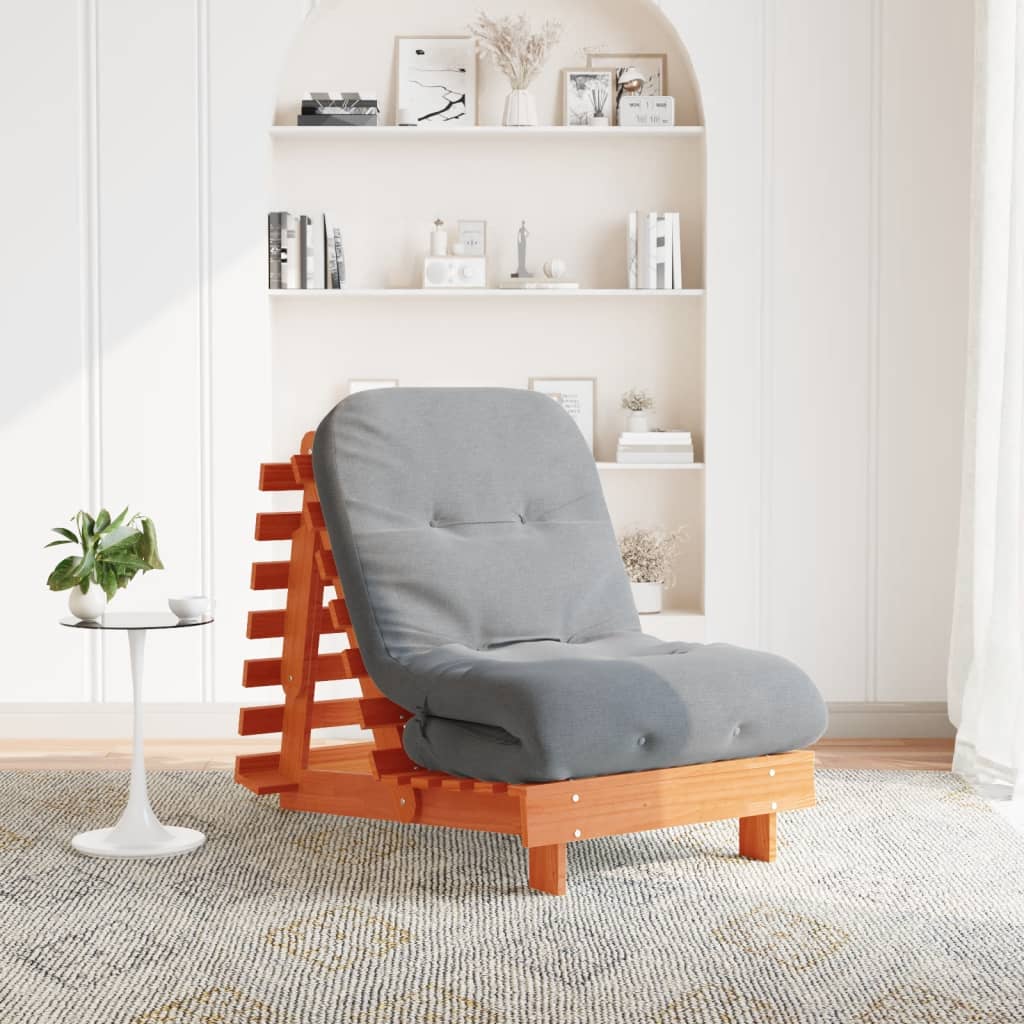 Futonsofa Med Madrass Voksbrun 70X206X11 Cm Heltre Furu