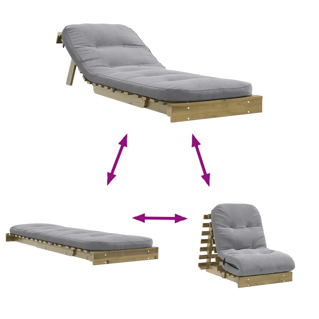 Futonsofa Med Madrass 70X206X11 Cm Impregnert Furu