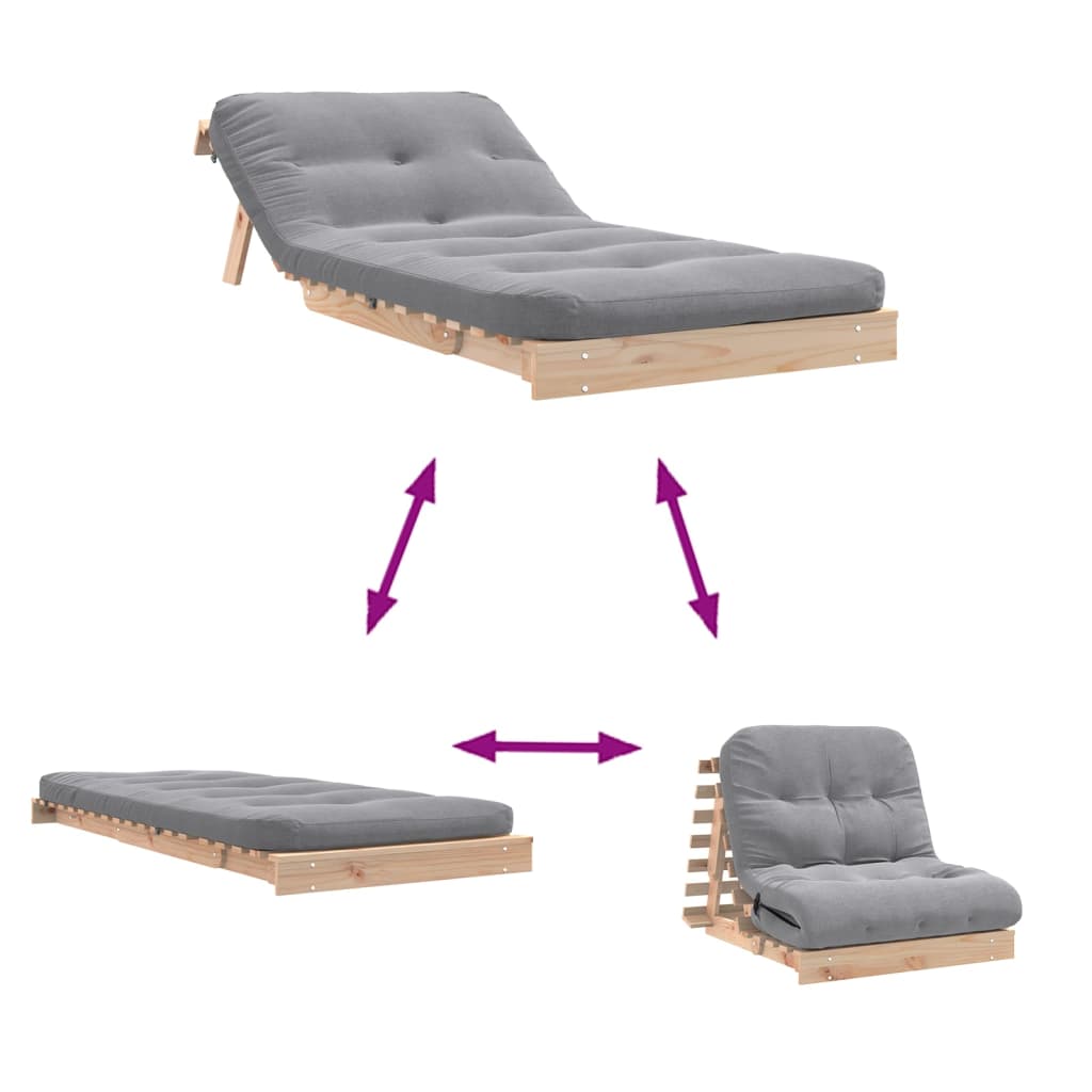 Futonsofa Med Madrass 80X206X11 Cm Heltre Furu