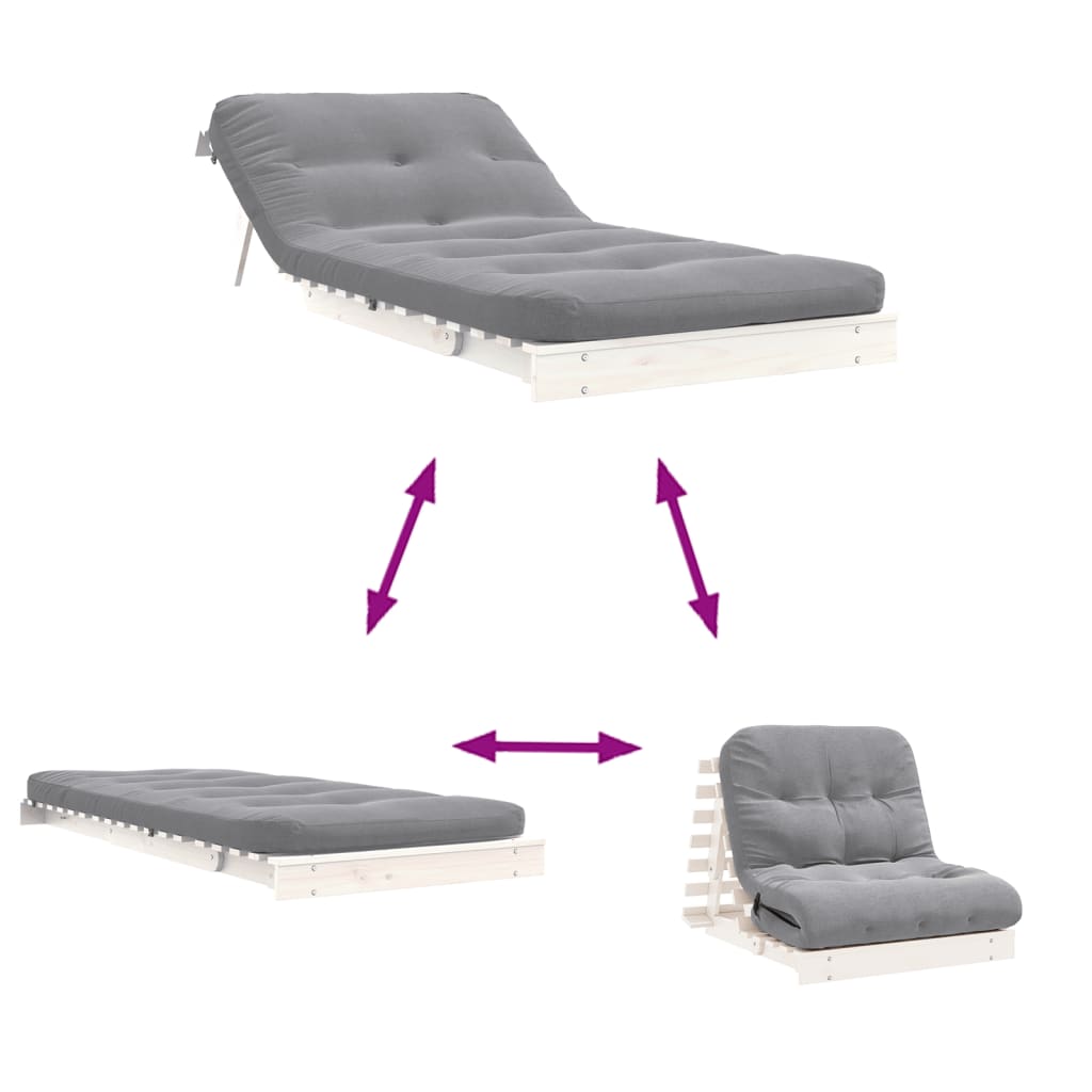 Futonsofa Med Madrass Hvit 80X206X11 Cm Heltre Furu