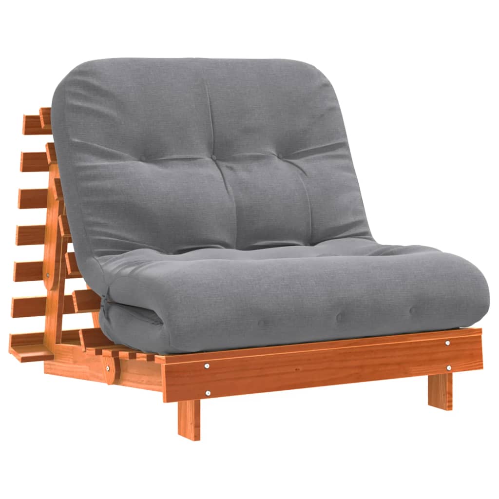 Futonsofa Med Madrass Voksbrun 80X206X11 Cm Heltre Furu