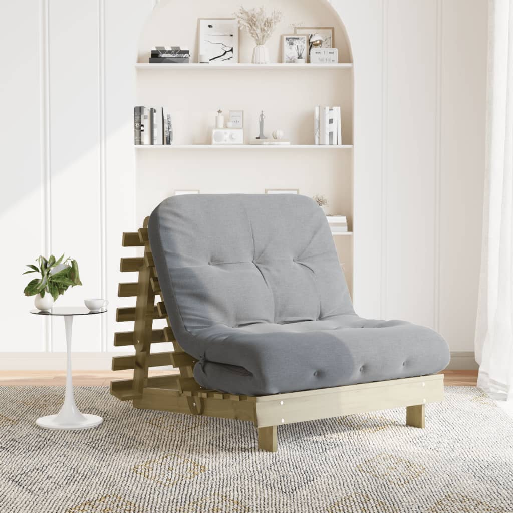 Futonsofa Med Madrass 80X206X11 Cm Impregnert Furu