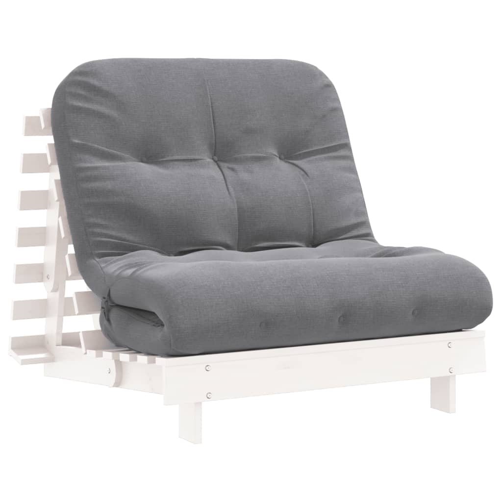 Futonsofa Med Madrass Hvit 90X206X11 Cm Heltre Furu