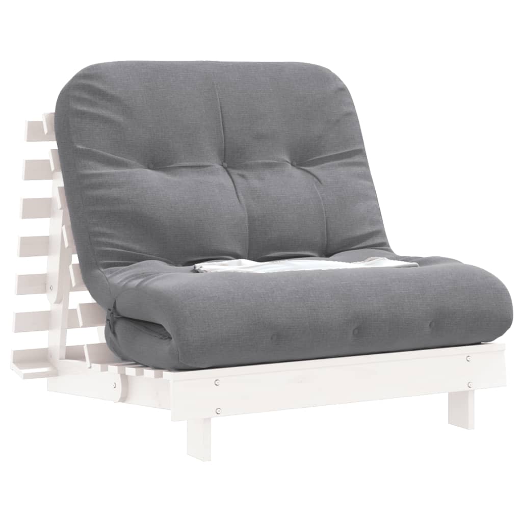 Futonsofa Med Madrass Hvit 90X206X11 Cm Heltre Furu