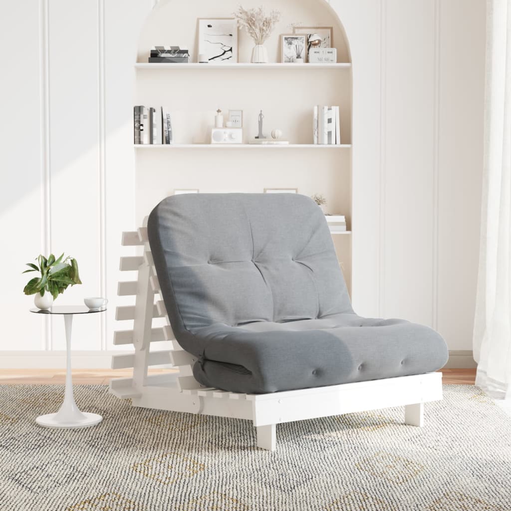Futonsofa Med Madrass Hvit 90X206X11 Cm Heltre Furu