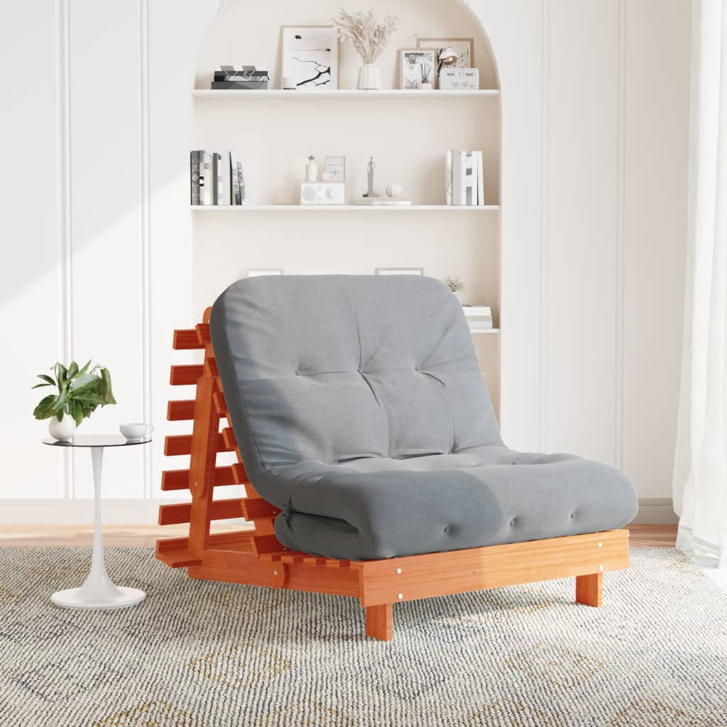 Futonsofa Med Madrass Voksbrun 90X206X11 Cm Heltre Furu
