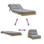 Futonsofa Med Madrass 90X206X11 Cm Impregnert Furu