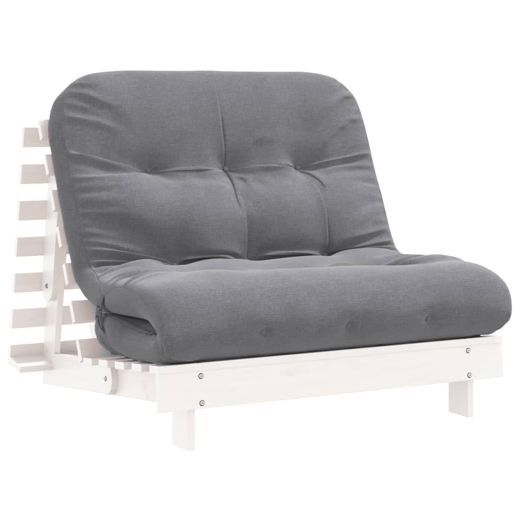 Futonsofa Med Madrass Hvit 100X206X11 Cm Heltre Furu