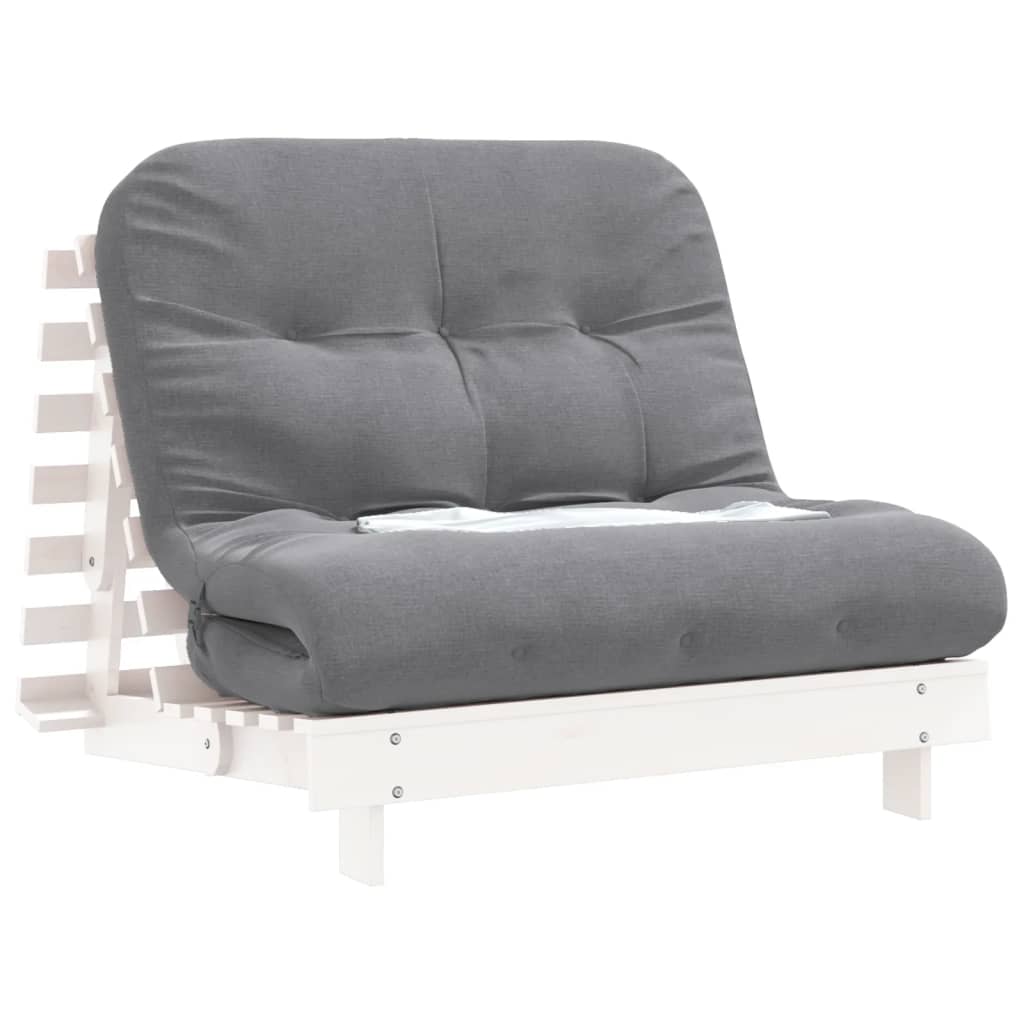 Futonsofa Med Madrass Hvit 100X206X11 Cm Heltre Furu