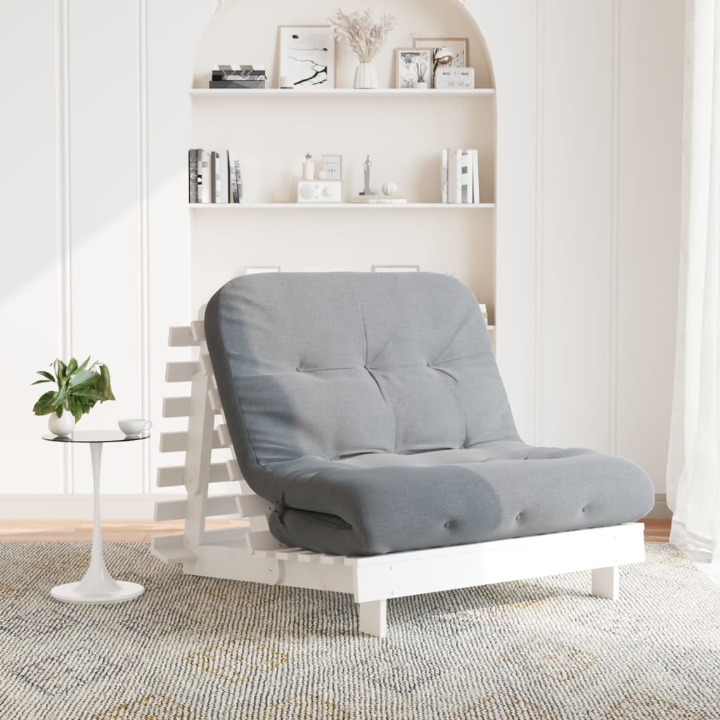 Futonsofa Med Madrass Hvit 100X206X11 Cm Heltre Furu