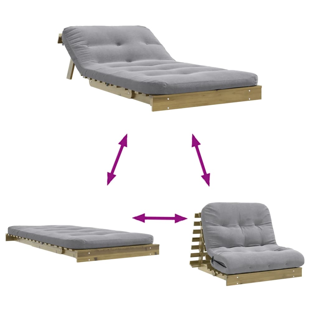 Futonsofa Med Madrass 100X206X11 Cm Impregnert Furu