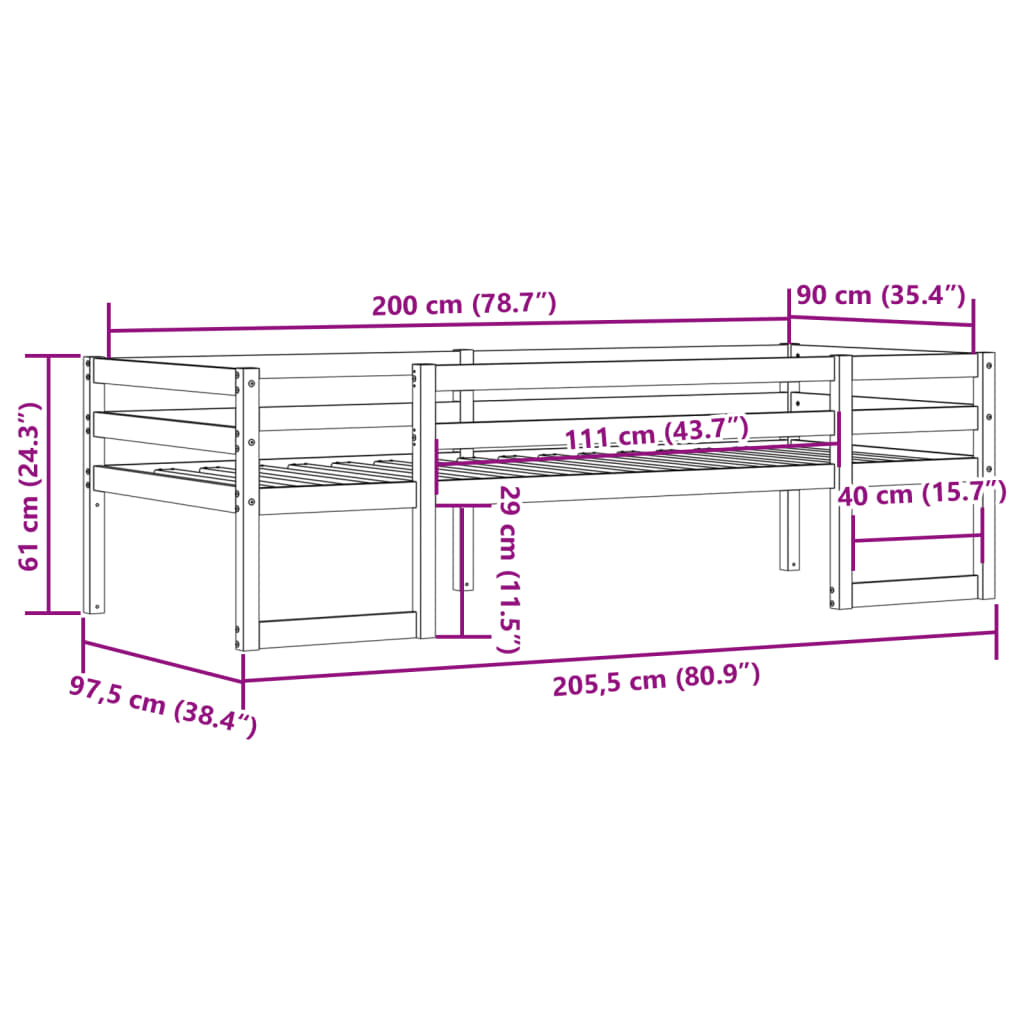 Sengeramme For Barn Voksbrun 90X200 Cm Heltre Furu