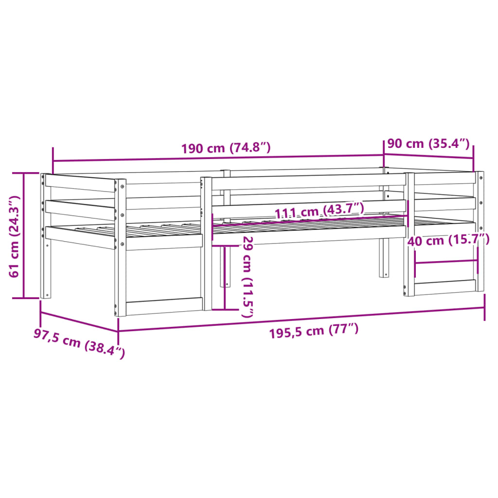 Sengeramme For Barn 90X190 Cm Heltre Furu