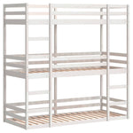 Trippel Køyeseng Hvit 90X200 Cm Heltre Furu
