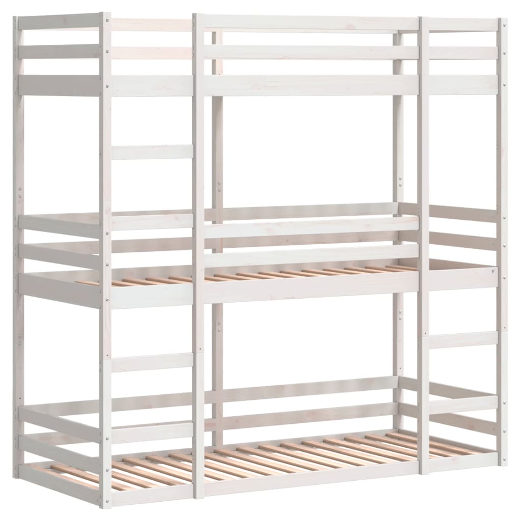 Trippel Køyeseng Hvit 90X200 Cm Heltre Furu